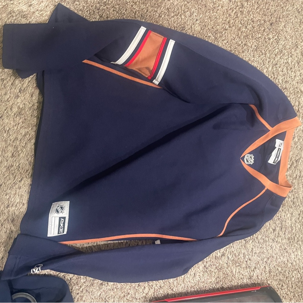 Reebok Navy and Orange Athletic Top